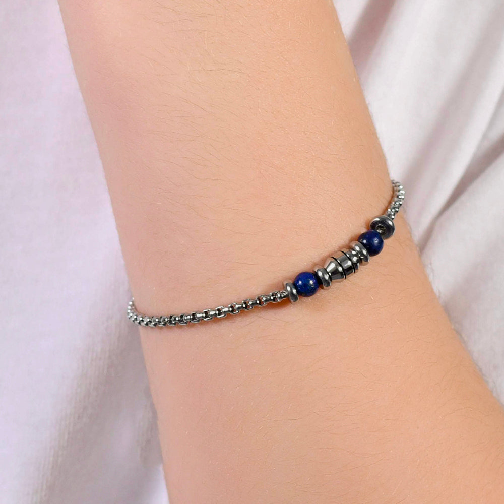 PULSERA BEBE ACERO PIEDRAS AZULES