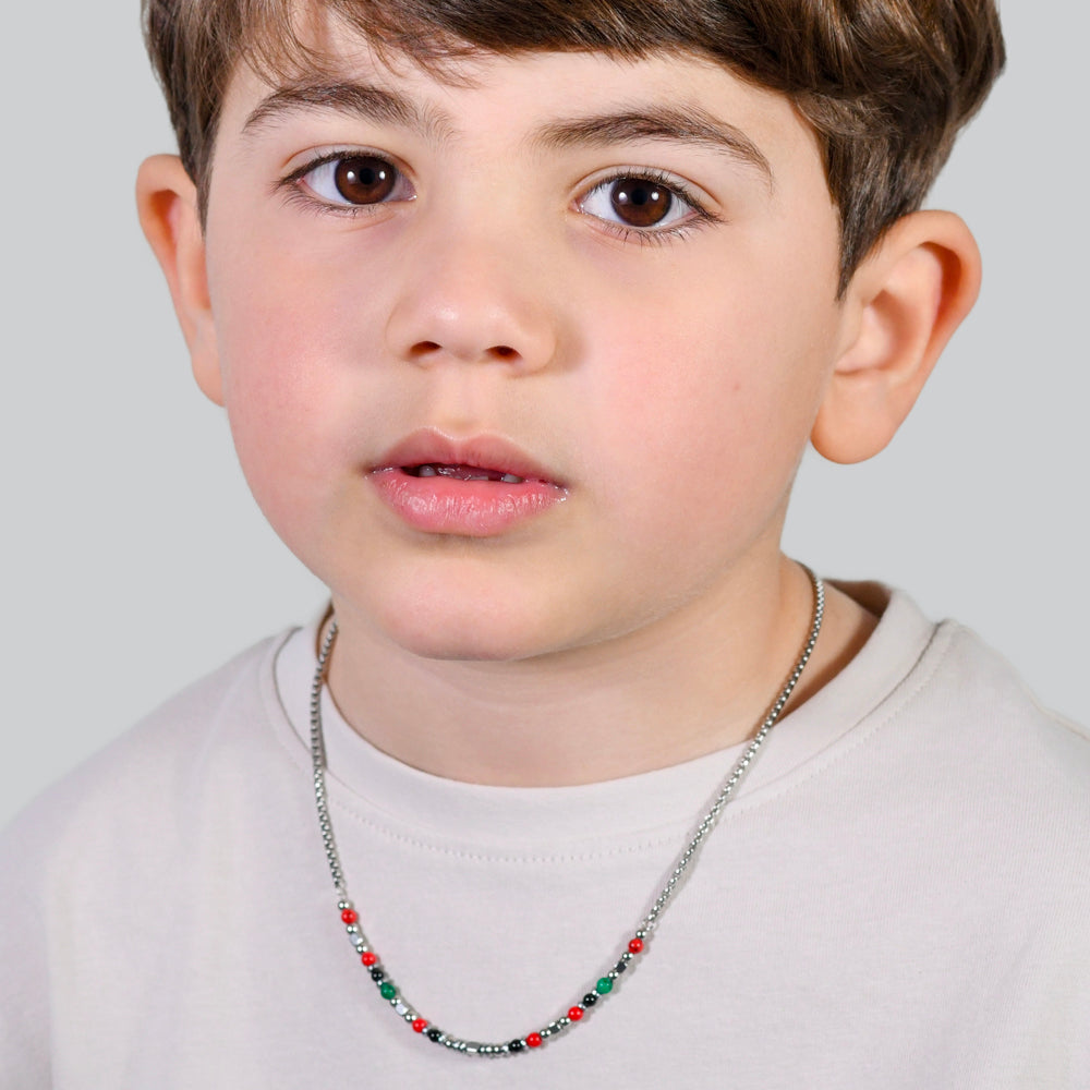 COLLAR INFANTIL DE ACERO CON PIEDRAS MULTICOLORES