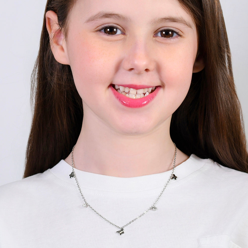 COLLAR DE ACERO PARA NIÑA CON MARIPOSAS