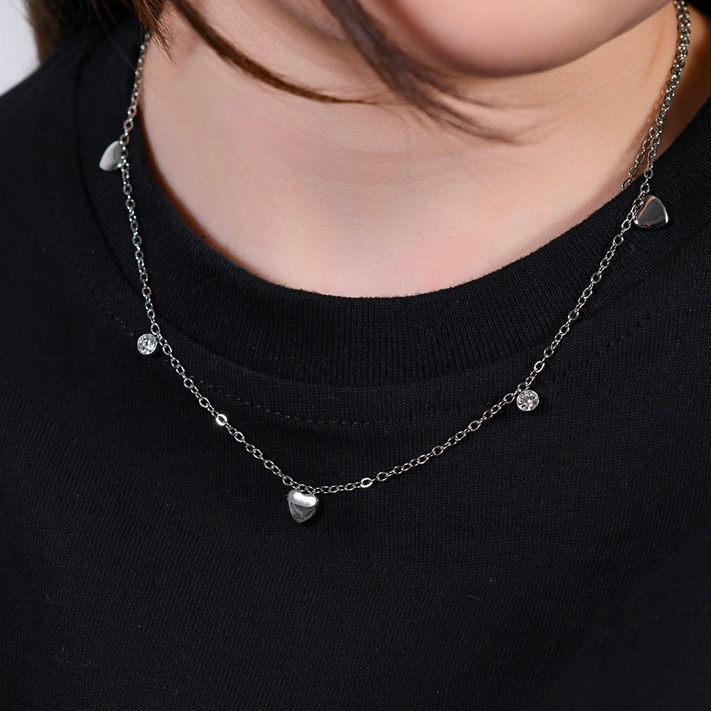 CORAZONES Y CRISTALES COLLAR DE ACERO NIÑA