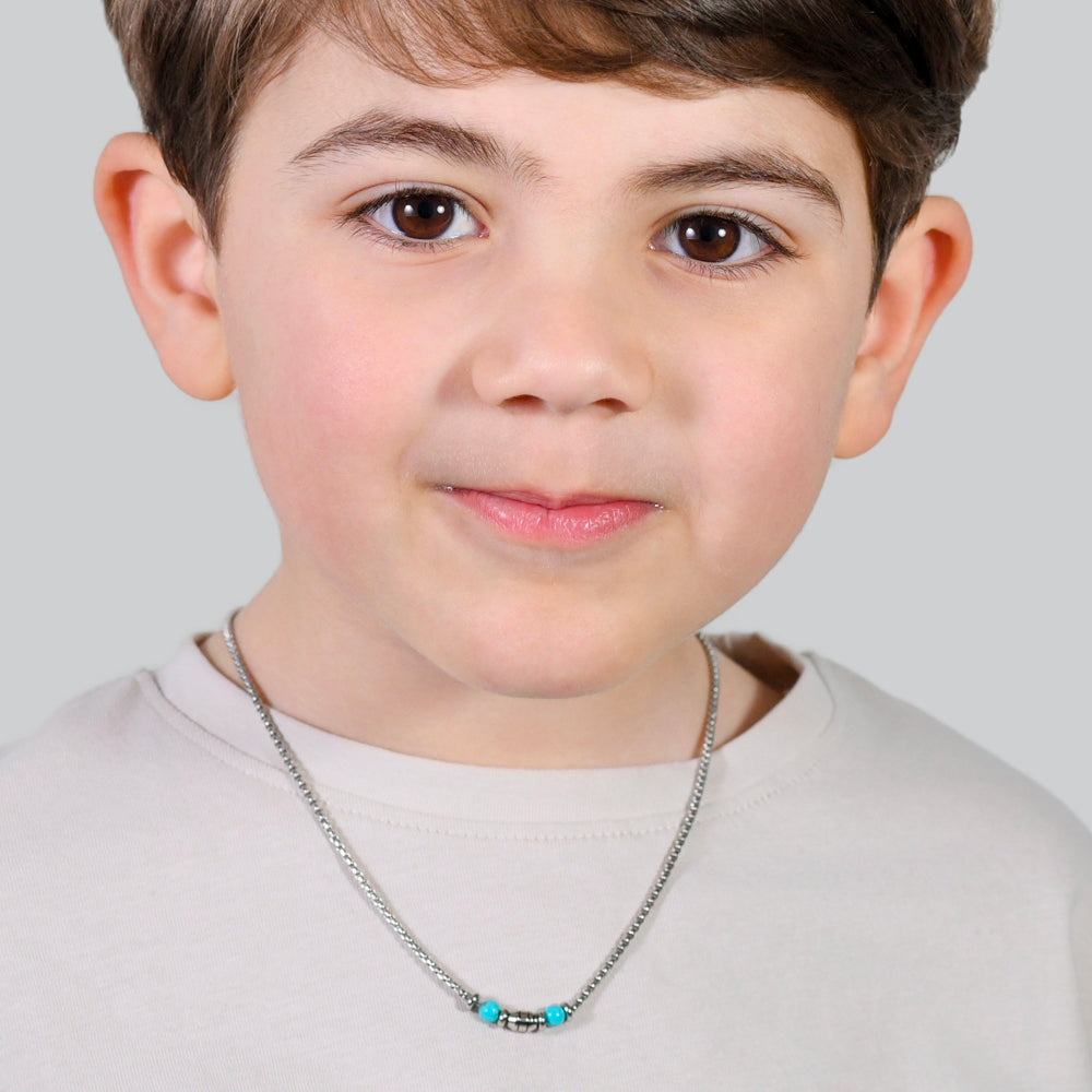 PIEDRAS DE TURQUESA COLLAR DE ACERO BEBÉ