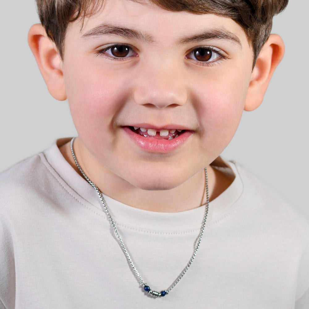 COLLAR BEBE ACERO PIEDRAS AZULES