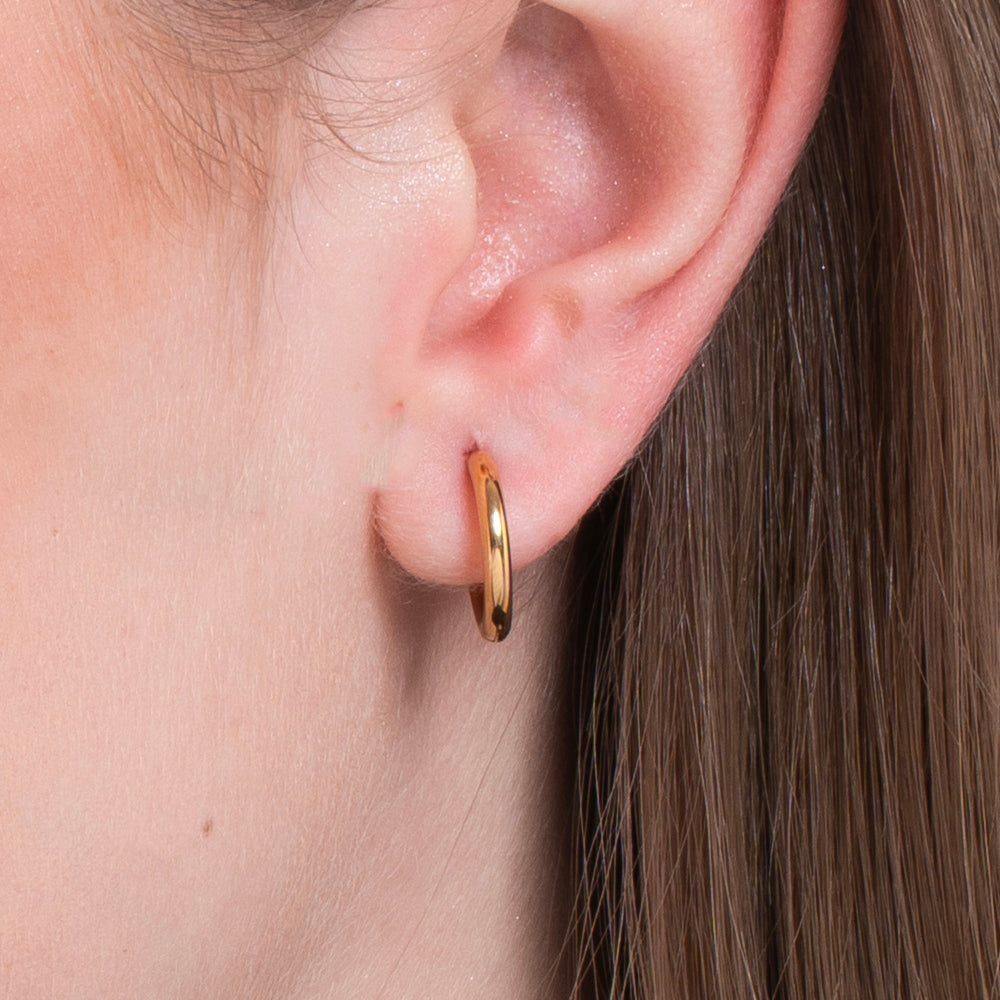 PENDIENTES DE ARO DE ACERO DORADO DE 14 MM PARA MUJER