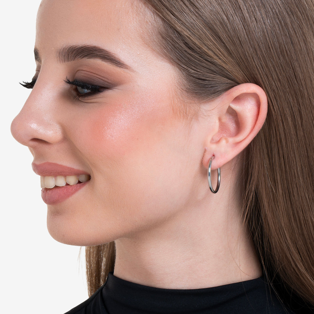 PENDIENTES DE ARO DE ACERO DE 24 MM PARA MUJER