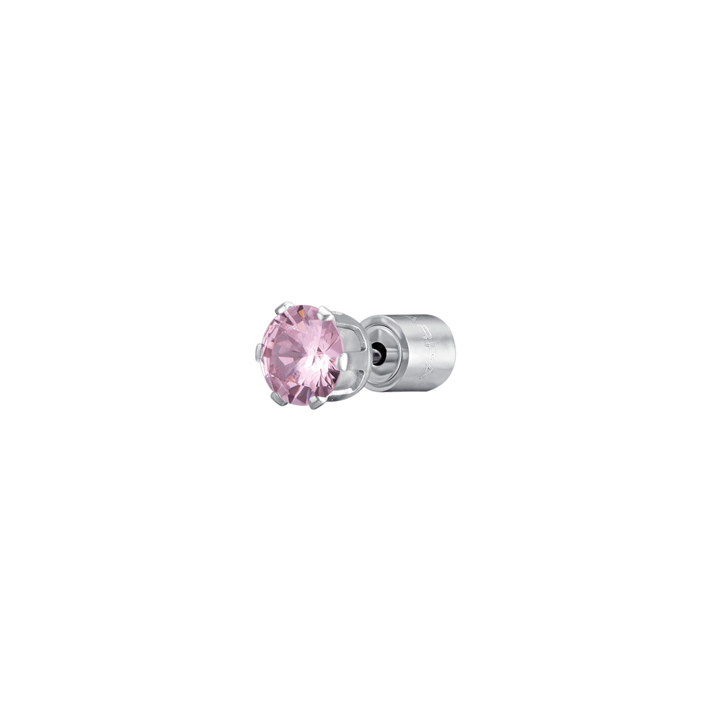 PENDIENTE MONO POINT LIGHT DE ACERO CON CRISTAL ROSA