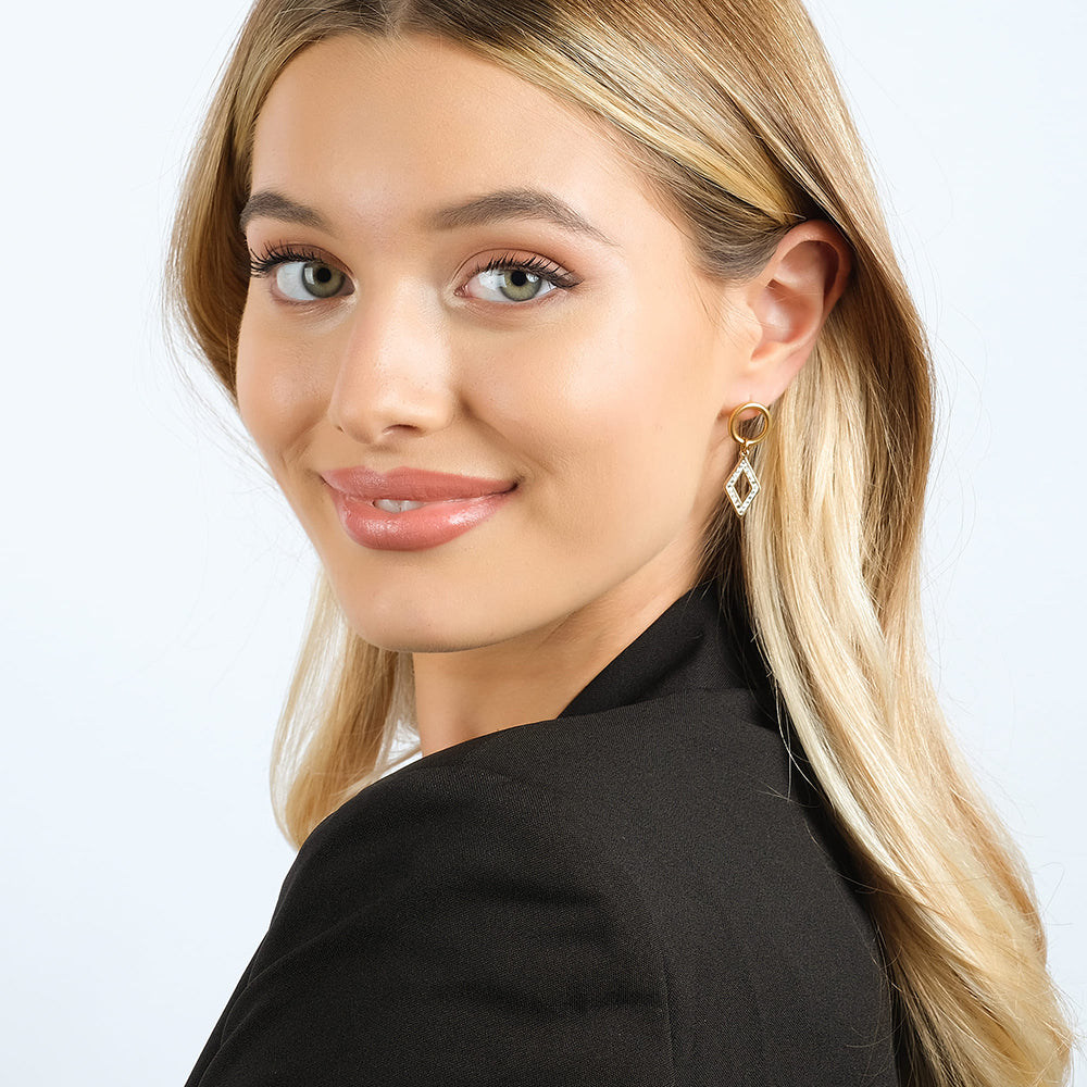 PENDIENTES DE ACERO PARA MUJER CON CRISTALES BLANCOS