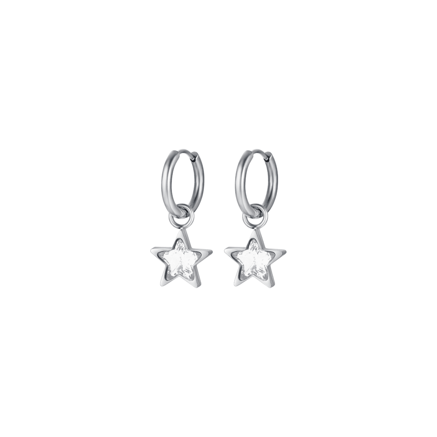 PENDIENTES DE ACERO PARA MUJER CON ESTRELLA BLANCA PUNTOS DE LUZ