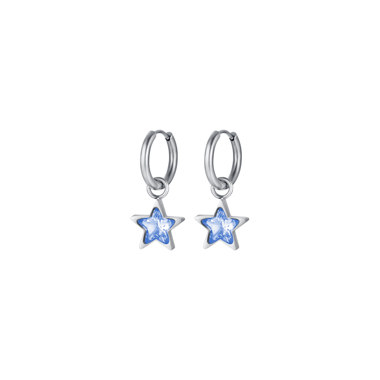 PENDIENTES DE ACERO PARA MUJER CON ESTRELLA AZUL PUNTOS DE LUZ
