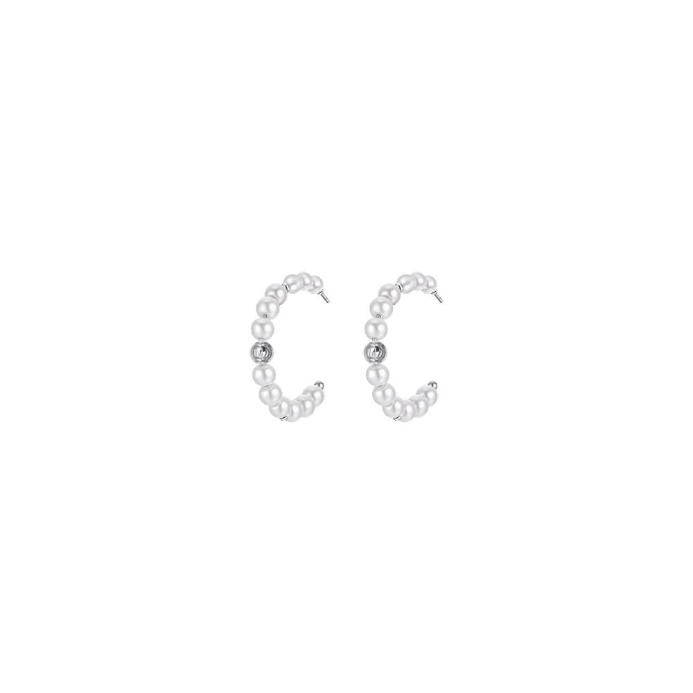 PENDIENTES DE ACERO PARA MUJER CON PERLAS Y ELEMENTOS DE ACERO