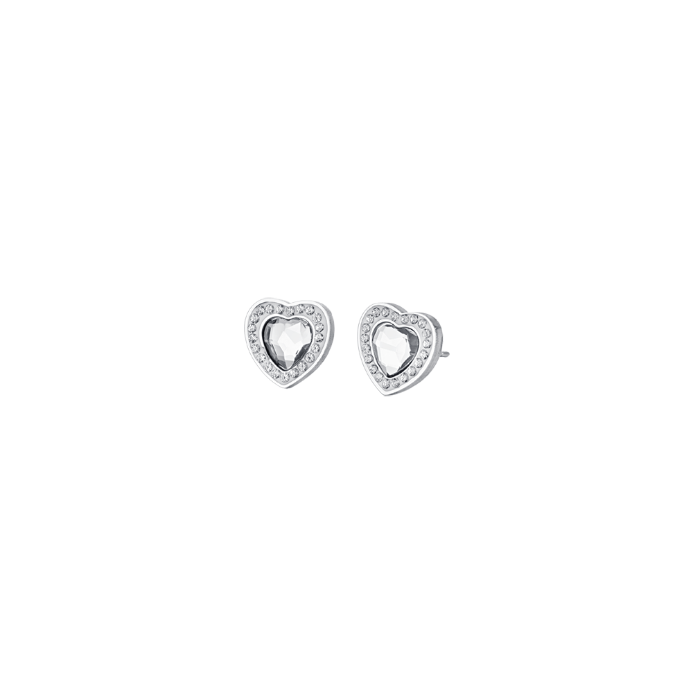 PENDIENTES DE ACERO PARA MUJER CORAZONES DE CRISTAL BLANCO