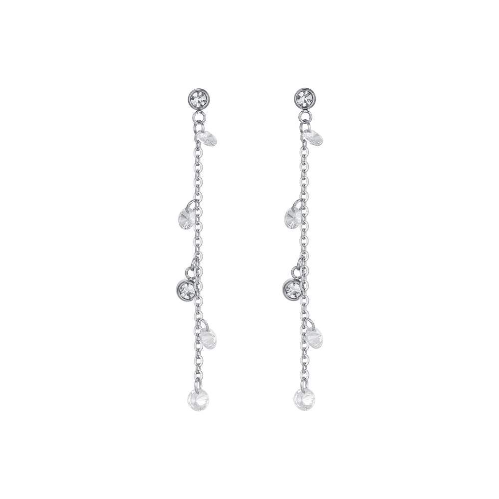 PENDIENTES ACERO MUJER CRISTALES BLANCOS