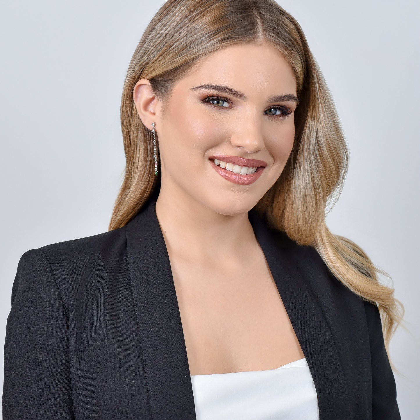 PENDIENTES DE ACERO PARA MUJER CRISTALES MULTICOLORES