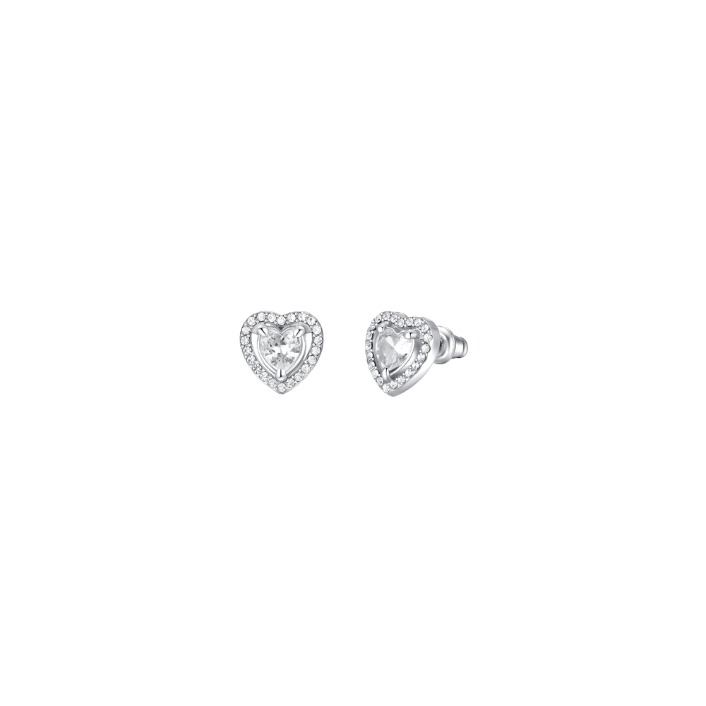 PENDIENTES MUJER ACERO CORAZON ZIRCONIA CUBICA BLANCA
