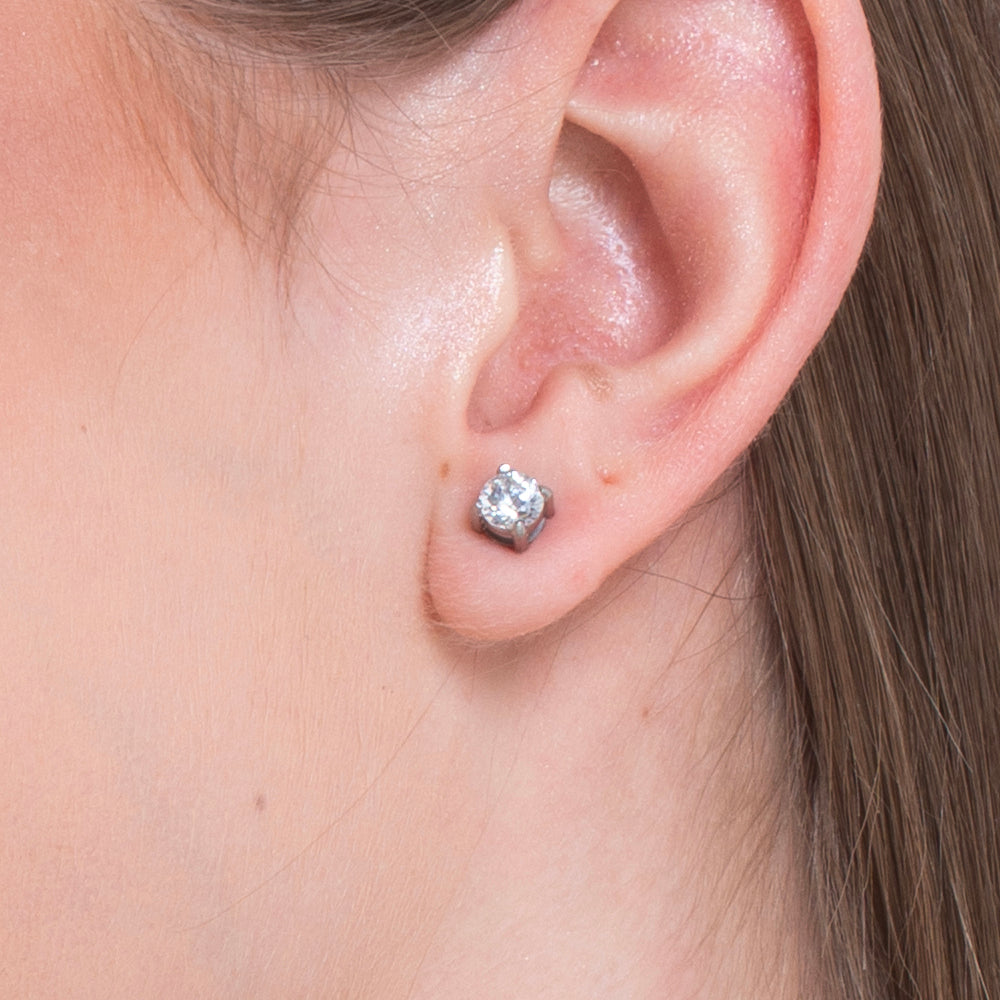 ORECCHINI DONNA IN ACCIAIO  CON CRISTALLO BIANCO