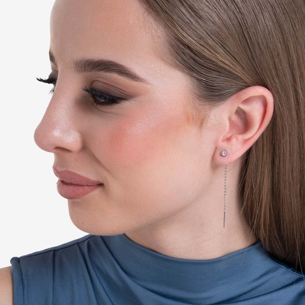 MONO ORECCHINO DONNA IN ACCIAIO CON CRISTALLO BIANCO