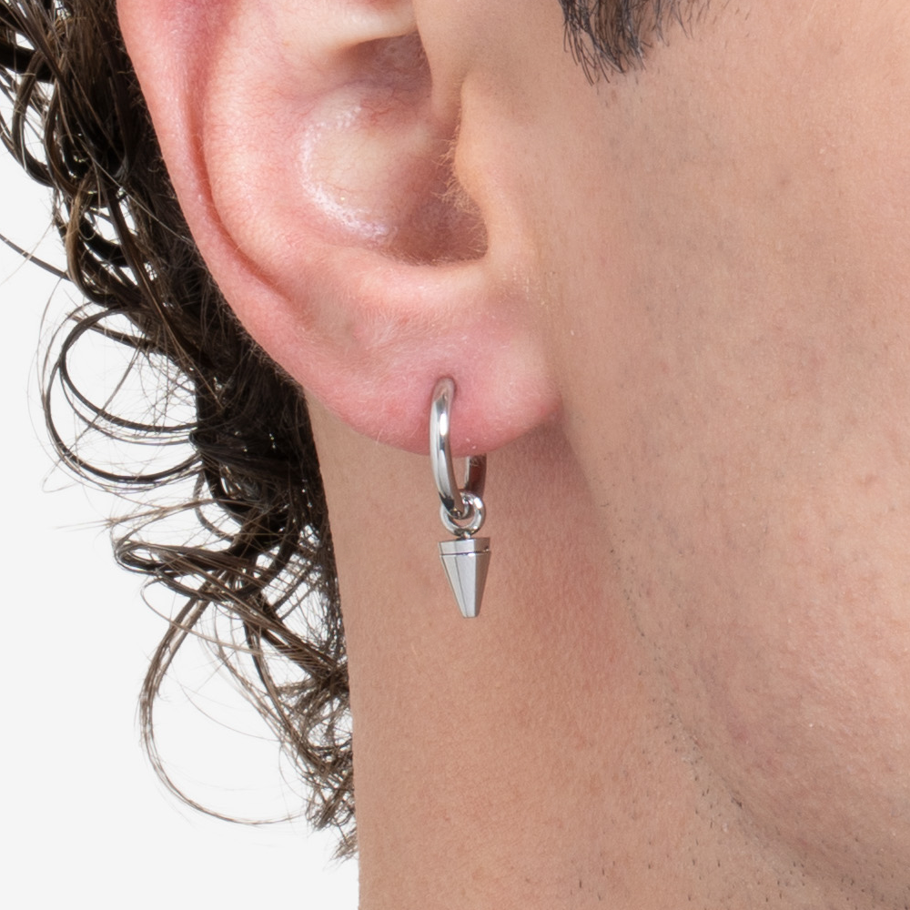 MONO ORECCHINO UOMO IN ACCIAIO CON ELEMENTO