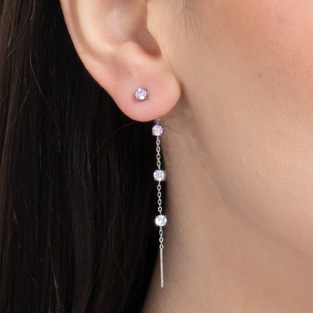 MONO ORECCHINO DONNA IN ACCIAIO CON CRISTALLI MULTICOLOR