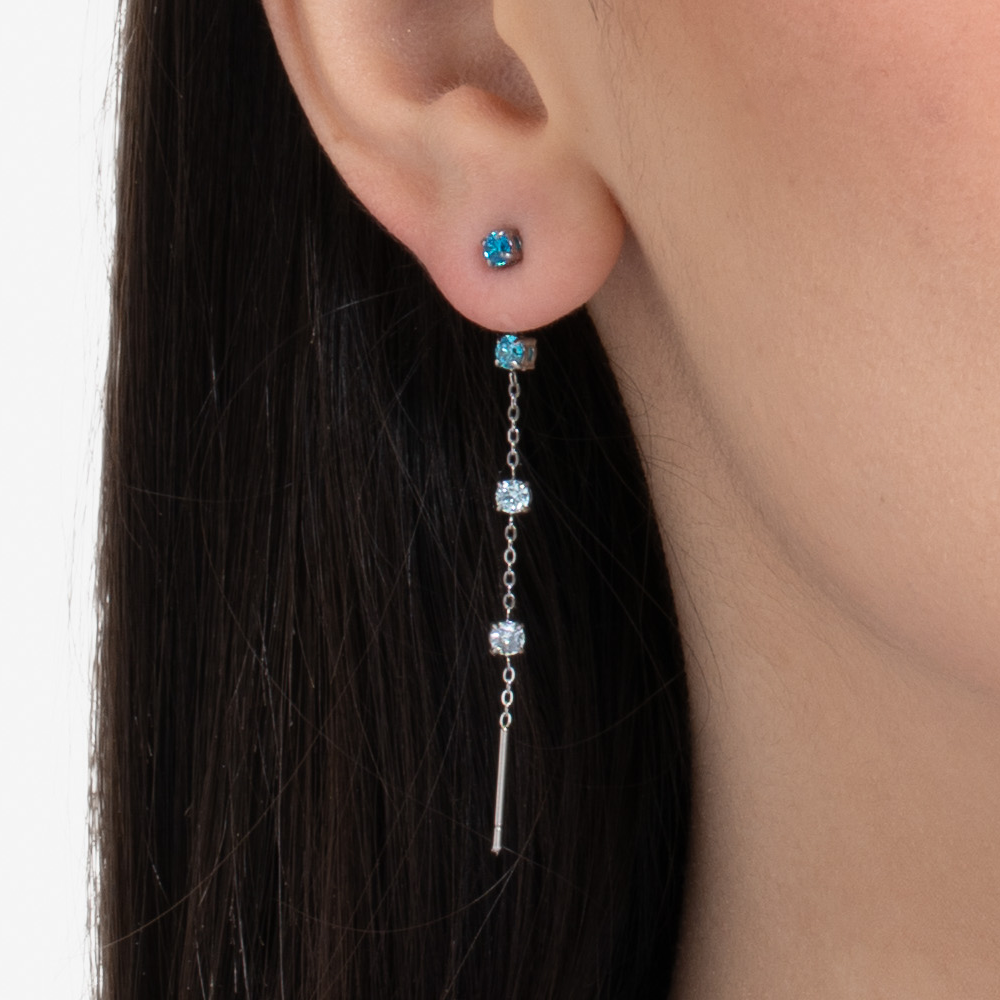 MONO ORECCHINO DONNA IN ACCIAIO CON CRISTALLI MULTICOLOR