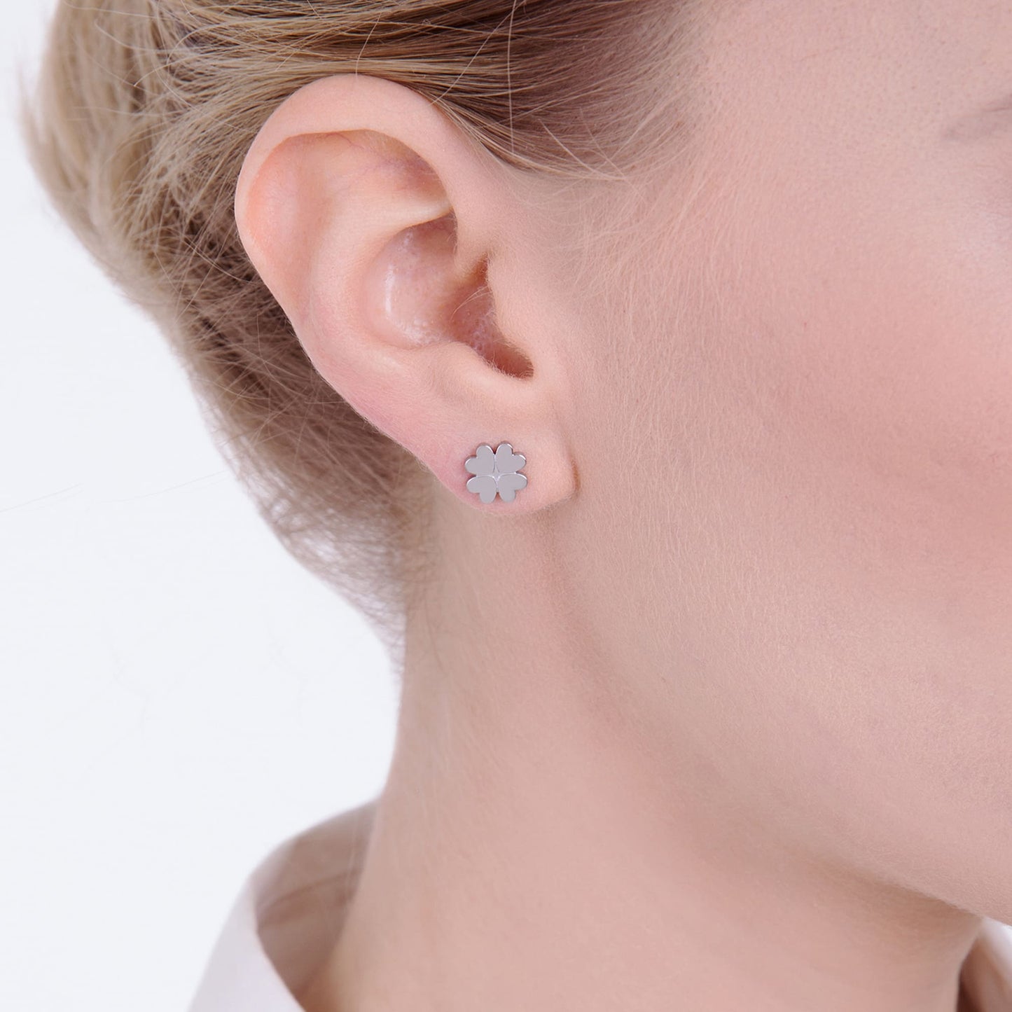 PENDIENTES DE TRÉBOL DE CUATRO HOJAS DE ACERO PARA MUJER