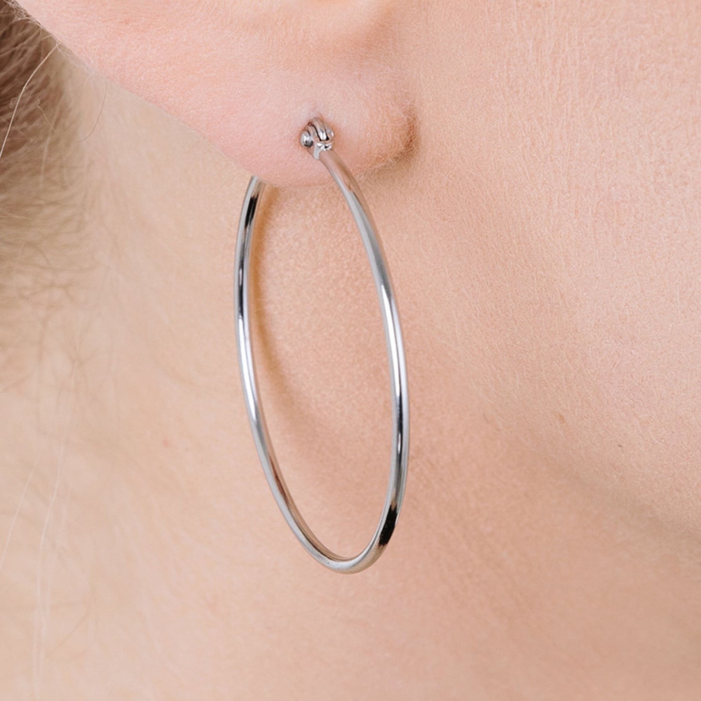 PENDIENTES DE ARO DE ACERO CHAPADO EN ORO DE 35 MM DE DIÁMETRO PARA MUJER