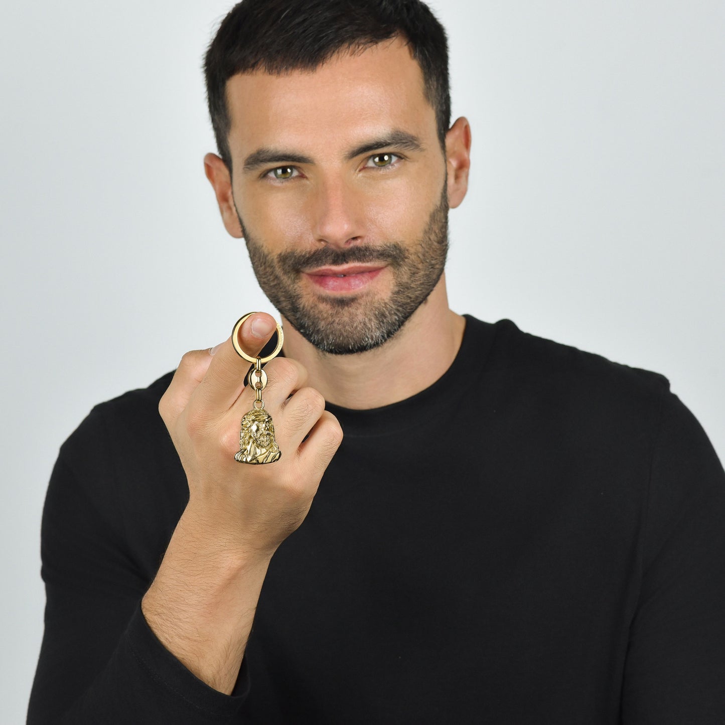 LLAVERO HOMBRE IP ORO ACERO HOLY FACE