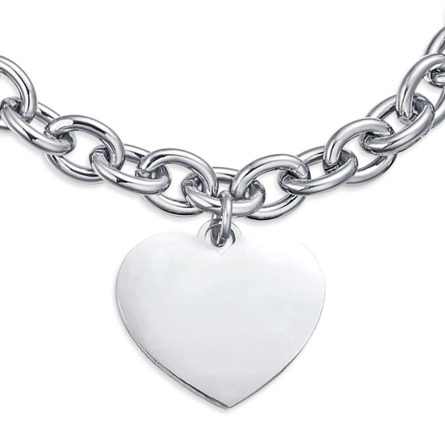 PULSERA DE ACERO INOXIDABLE CON CORAZON PARA INCISIONES lucabarra