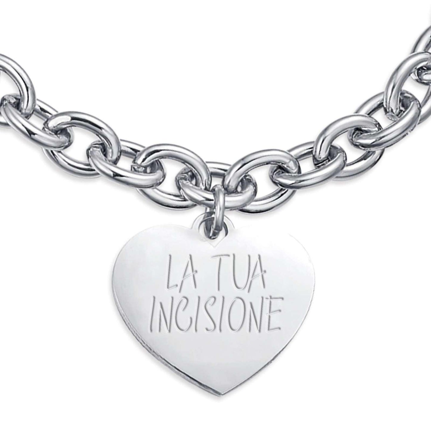 PULSERA DE ACERO INOXIDABLE CON CORAZON PARA INCISIONES lucabarra