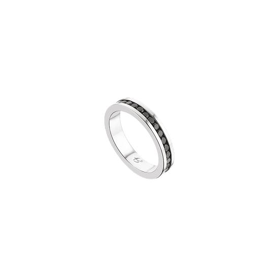 ANILLO DE ACERO Y PIEDRA NEGRA PARA MUJERES Y HOMBRES