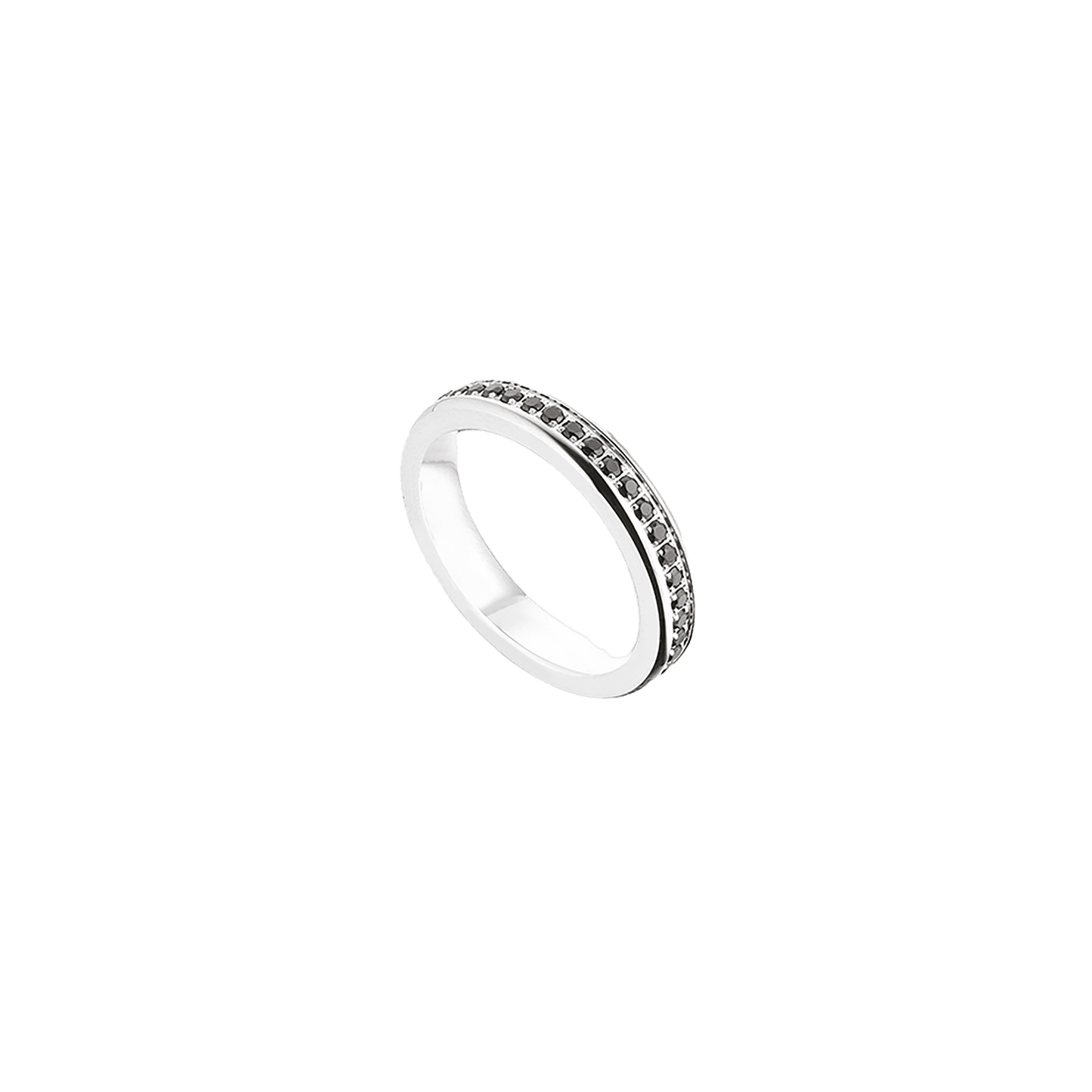 ANILLO DE ACERO PARA HOMBRE Y MUJER CON CRISTALES NEGROS