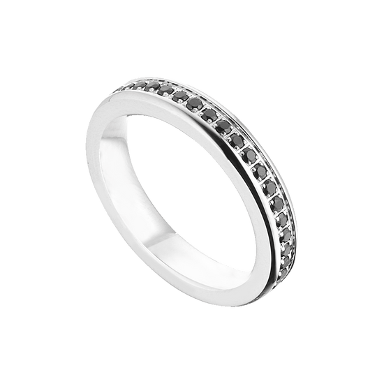 ANILLO DE ACERO PARA HOMBRE Y MUJER CON CRISTALES NEGROS