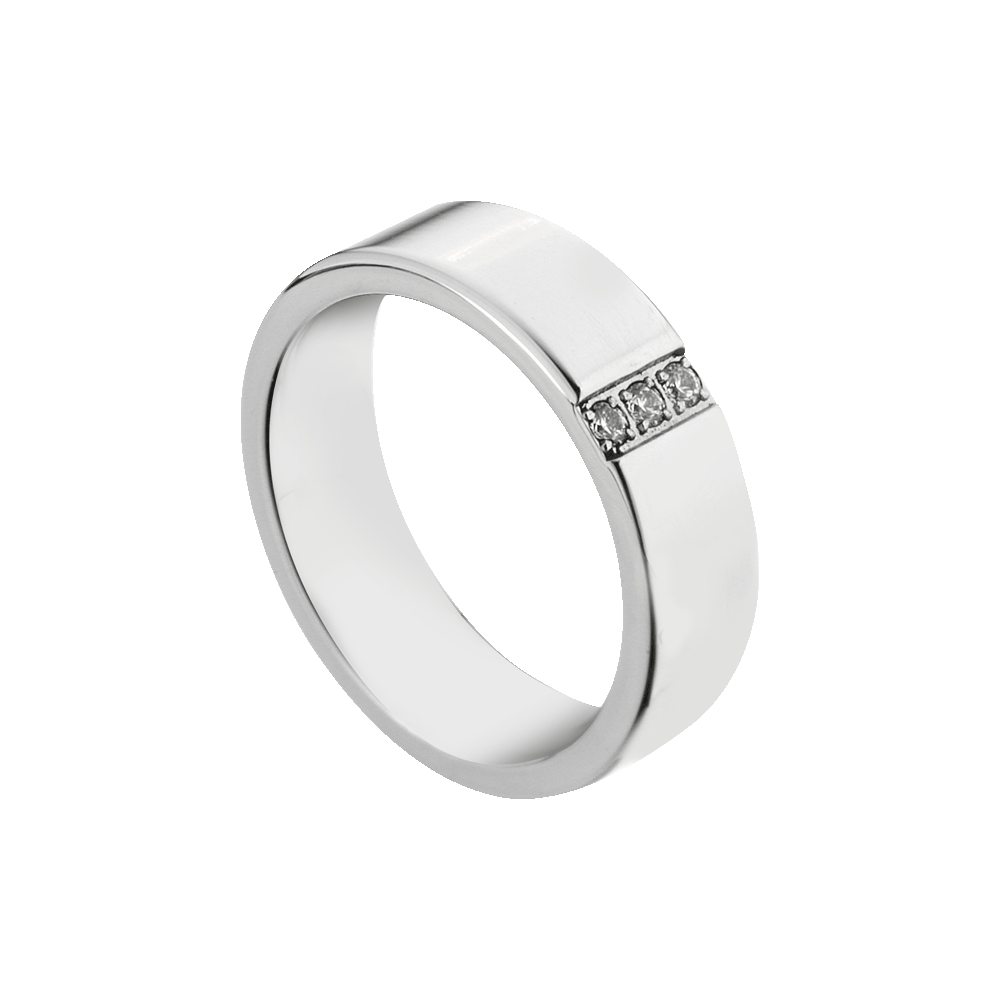 ANELLO UOMO IN ACCIAIO CON CRISTALLI BIANCHI