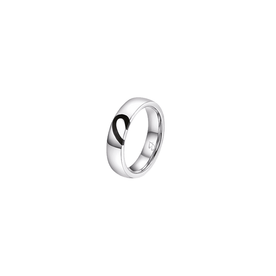 FEDINA DONNA E UOMO IN ACCIAIO CON MEZZO CUORE CON SMALTO NERO