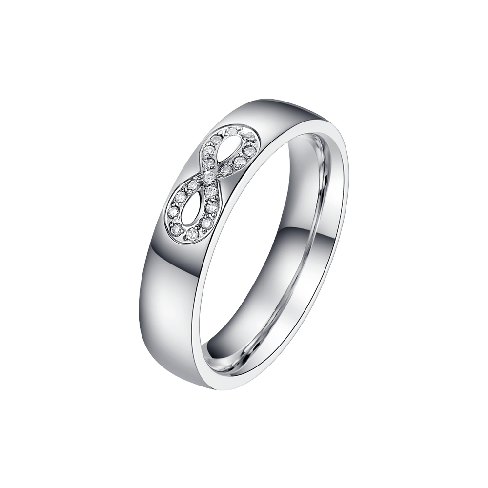 FEDINA DONNA E UOMO IN ACCIAIO CON INFINITO CON CRISTALLI BIANCHI