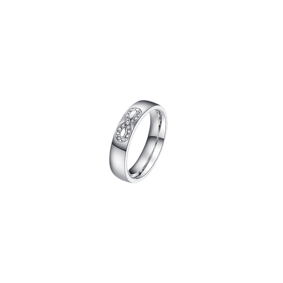 ALIANZA DE ACERO PARA HOMBRE Y MUJER CON CRISTAL BLANCO INFINITO
