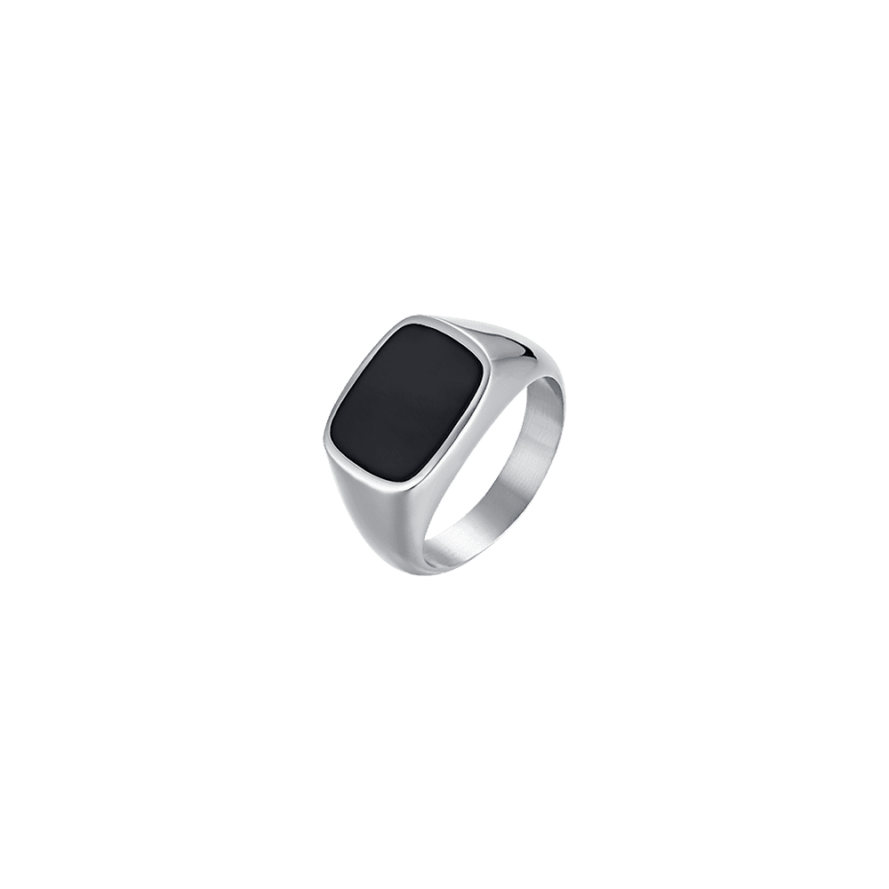 ANILLO DE SELLO DE ACERO Y IP NEGRO PARA HOMBRE