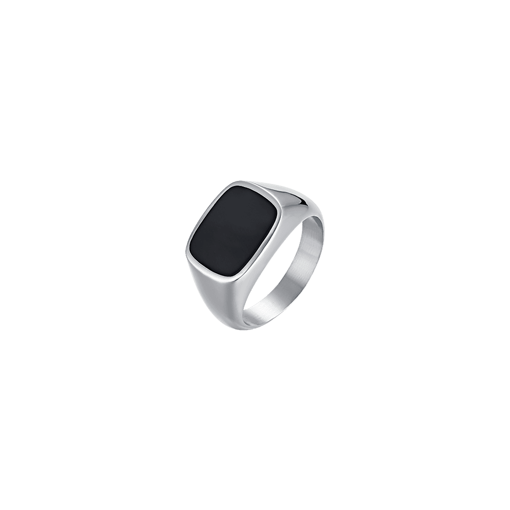 ANILLO DE SELLO PARA HOMBRES EN ACERO Y NEGRO IP Luca Barra