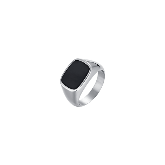 ANILLO DE SELLO DE ACERO Y IP NEGRO PARA HOMBRE