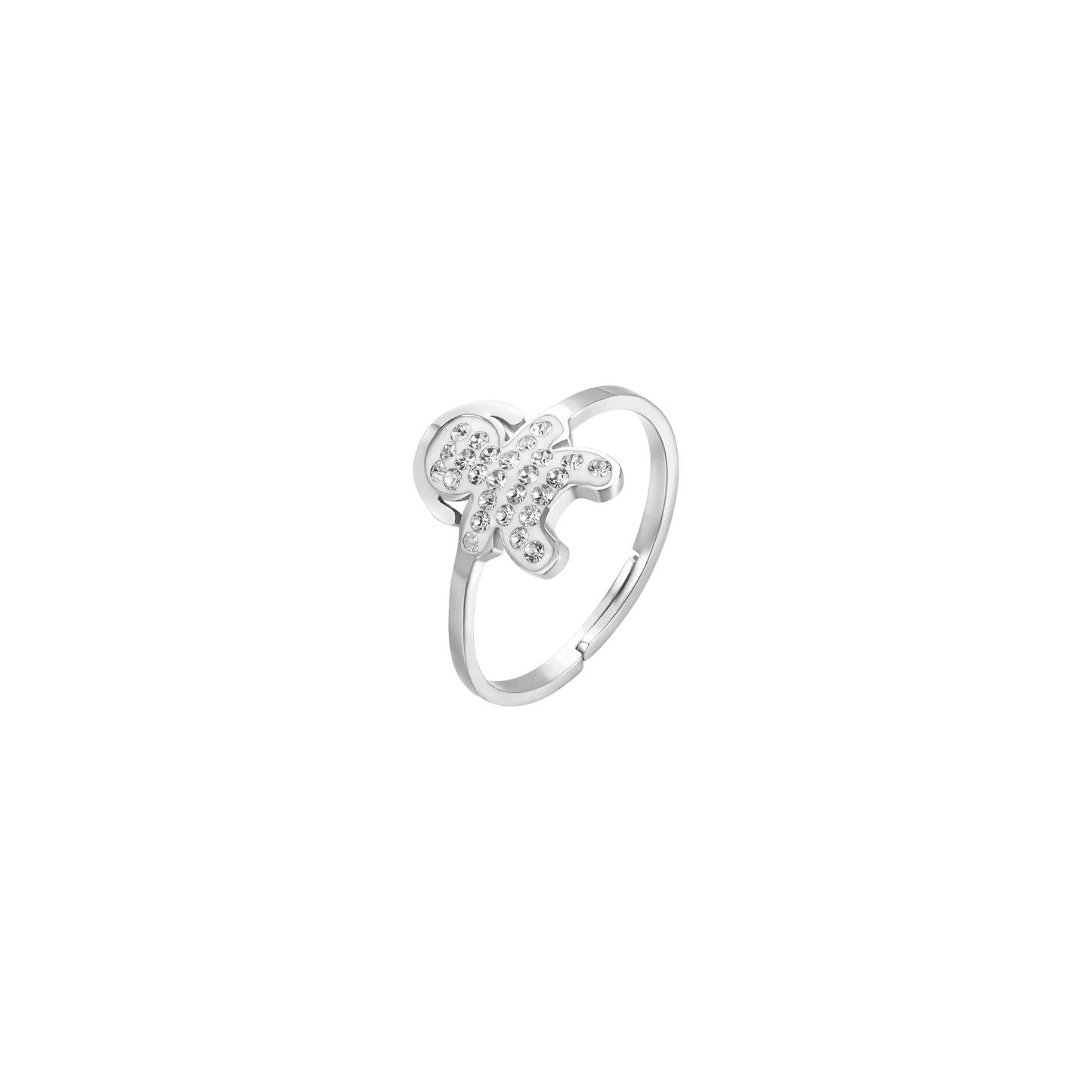 ANILLO DE ACERO PARA MUJER CON CRISTALES BABY Y BLANCOS TALLA: M