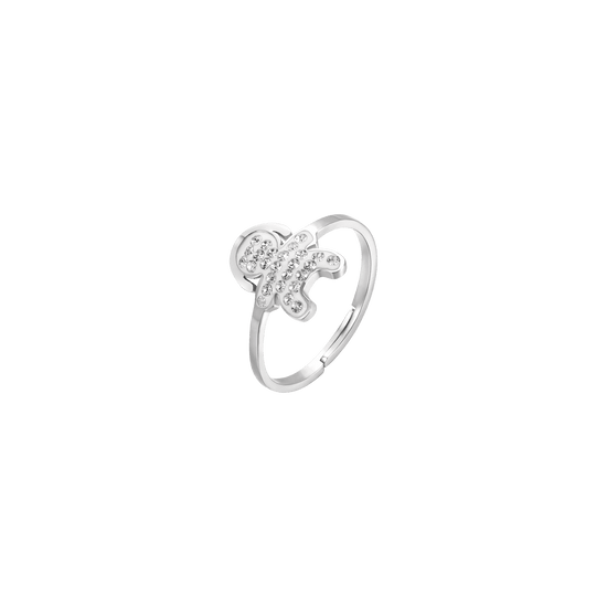 ANILLO DE ACERO PARA MUJER CON CRISTALES BABY Y BLANCOS TALLA: M
