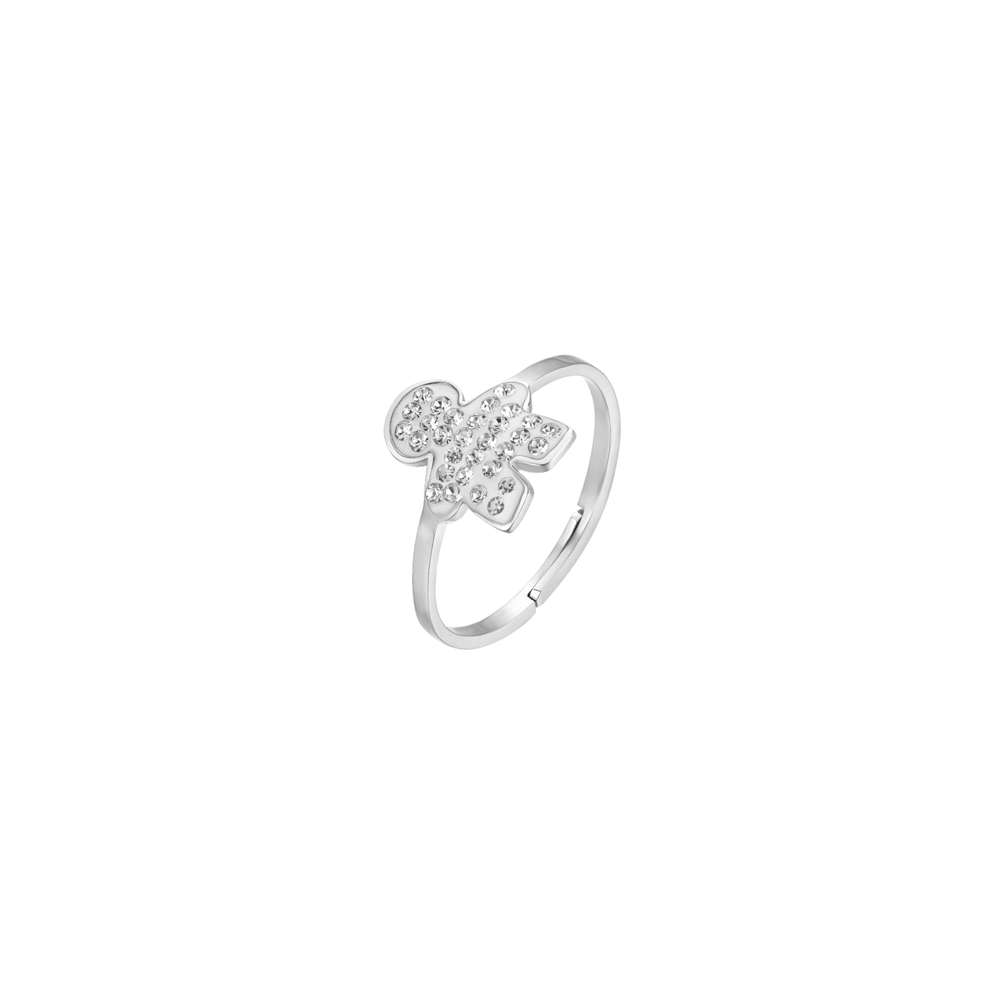 ANILLO DE ACERO PARA MUJER CON CRISTALES BABY Y BLANCOS TALLA: M