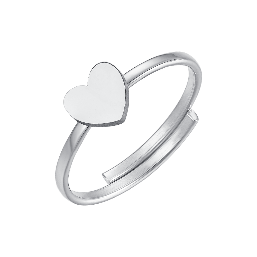 ANILLO DE ACERO PARA MUJER CON CORAZÓN MACIZO