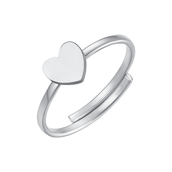 ANILLO DE ACERO PARA MUJER CON CORAZÓN MACIZO