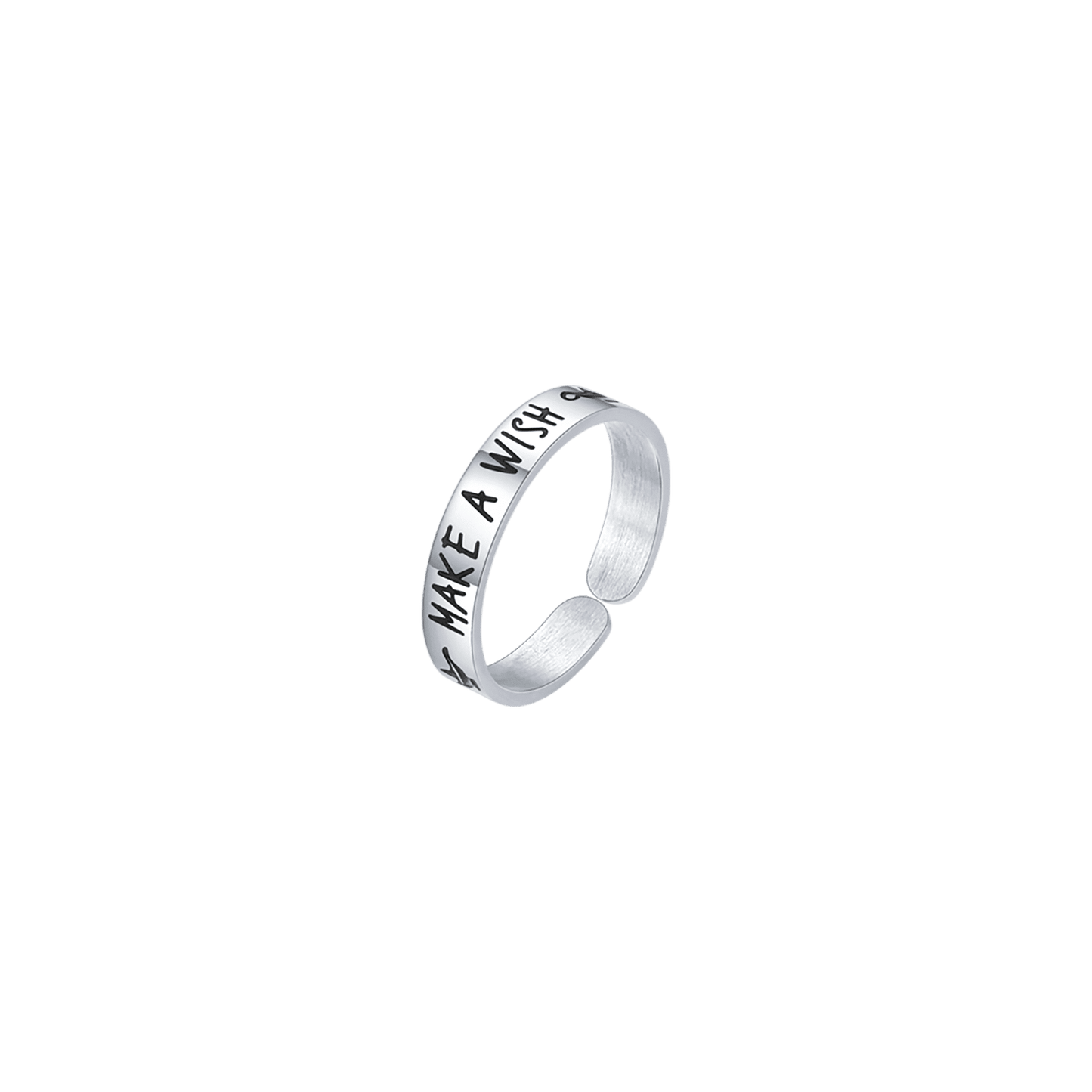 ANILLO DE ACERO PARA MUJER CON "MAKE A WISH" (PIDE UN DESEO)