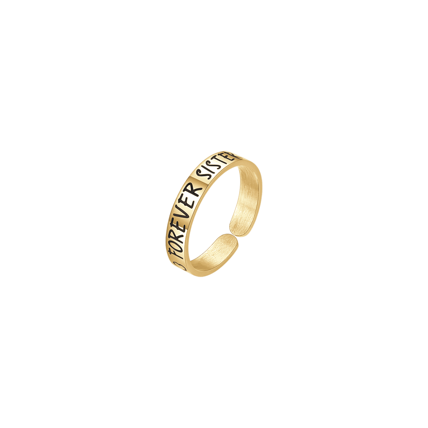 ANILLO DE ACERO CHAPADO EN ORO FOREVER SISTER