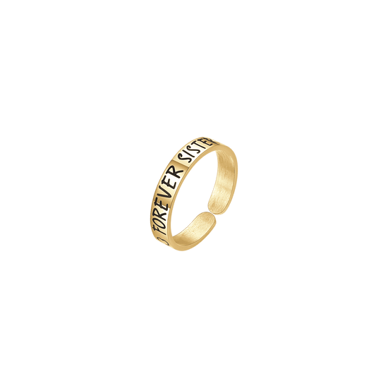 ANILLO DE ACERO CHAPADO EN ORO FOREVER SISTER