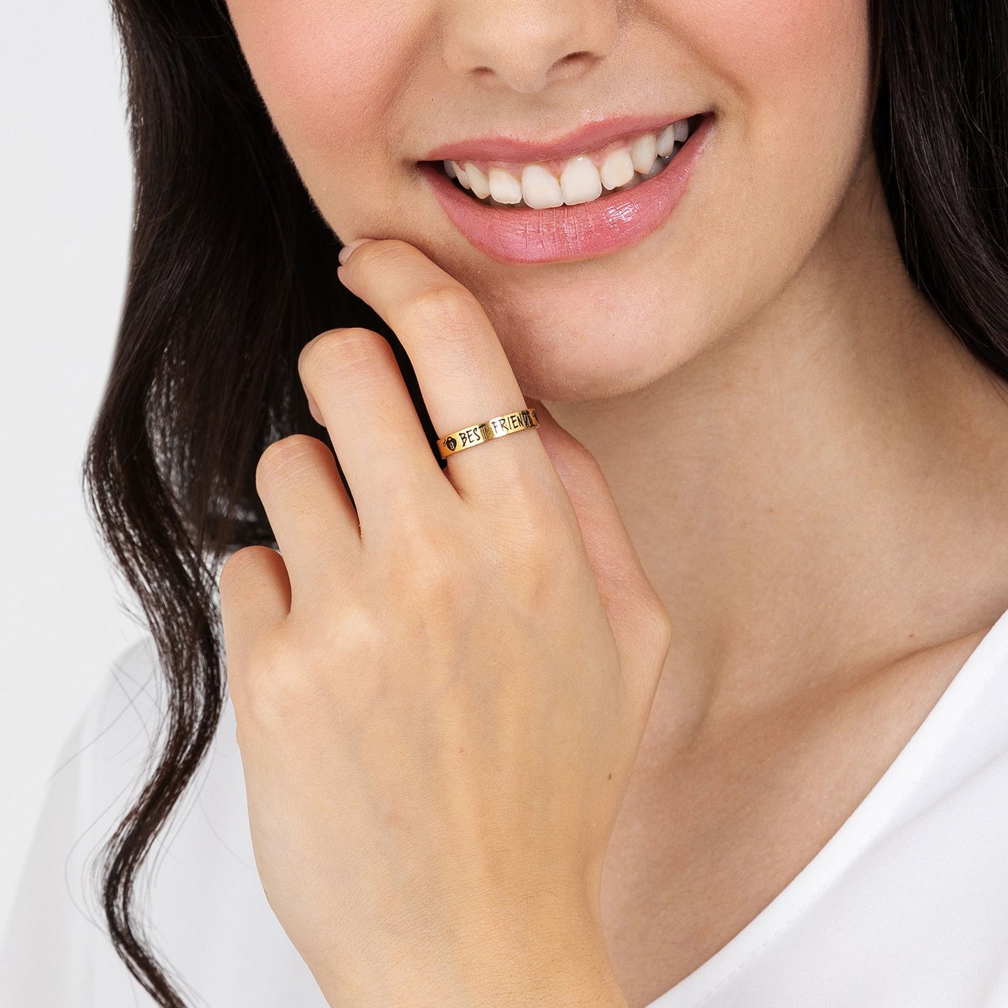 ANILLO DE ACERO DORADO BEST FRIENDS