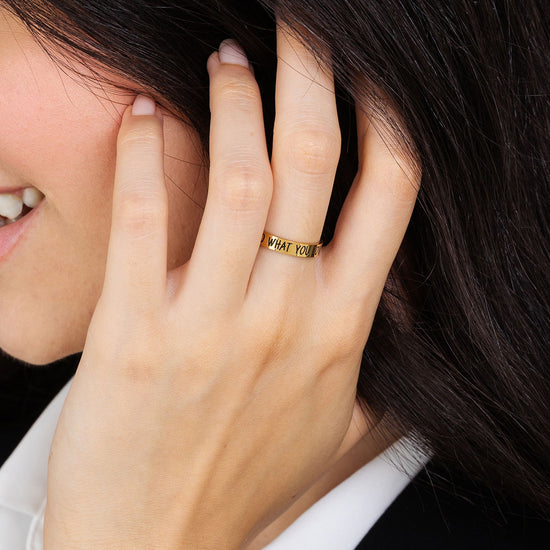 ANILLO DE ACERO DORADO PARA MUJER DO WHAT YOU LOVE