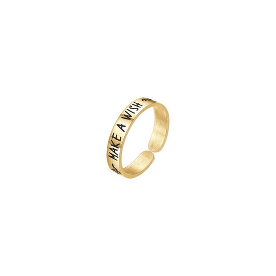 PIDE UN DESEO ANILLO DE MUJER DE ACERO CHAPADO EN ORO