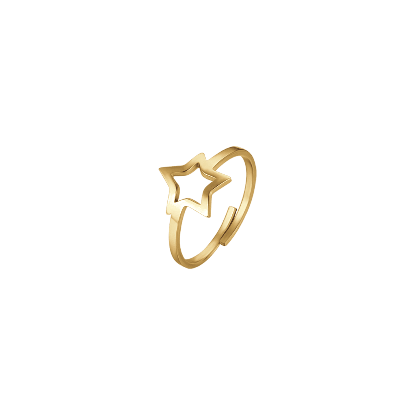 ANILLO DE ACERO DE ORO IP PARA MUJER CON ESTRELLA
