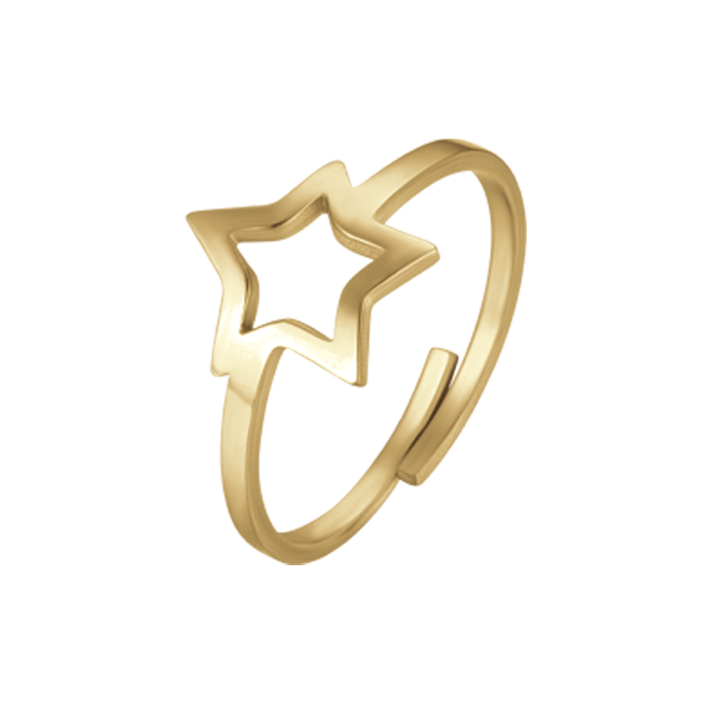ANILLO DE ACERO DE ORO IP PARA MUJER CON ESTRELLA
